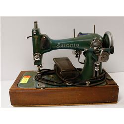ANTIQUE PEACOCK BLUE EATONIA SEWING MACHINE