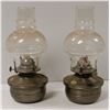Image 1 : PAIR OF VINTAGE OIL LAMPS WITH GLASS SHADES