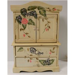 VINTAGE HAND PAINTED WHITE JEWELLERY BOX
