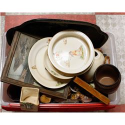 BIN OF ASSORTED ESTATE COLLECTIBLES