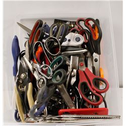 BIN FULL OF TAILORS SCISSORS ASSORTED SIZES