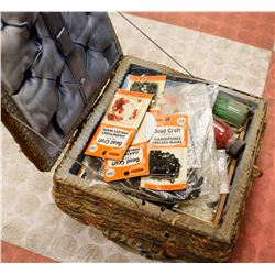 BASKET FULL OF ASSORTED SEWING NOTIONS