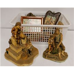BIN OF ASSORTED VINTAGE STATUES