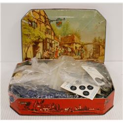VINTAGE TOFFEE TIN FULL OF BUTTONS