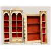 Image 1 : SET OF THREE RED BACKED CURIO SHELVES WALL MOUNT