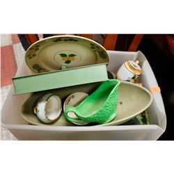 BIN OF ASSORTED GLASSWARES & MORE