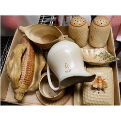 ASSORTED BEE HIVE WARE SALT AND PEPPER BUTTER