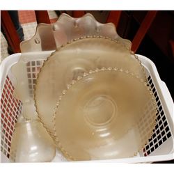 BIN OF ASSORTED CUT GLASS HOUSEWARES AND MORE