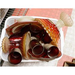 ESTATE MURANO ART GLASS AND ASSORTED RED