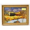 Image 1 : 1936 REVERSE GLASS TRAIN PAINTING FRAMED. 17 X 30