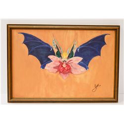 ORIGINAL PAINTING OF BAT FLOWER ACRYLIC. 19 X 13