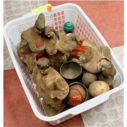 BIN OF ASSORTED RUSSIAN STATUES AND EASTER EGGS