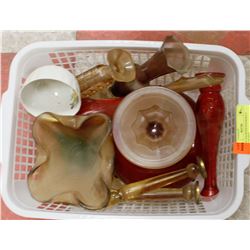 BIN OF ASSORTED HOUSEHOLD GLASSWARES