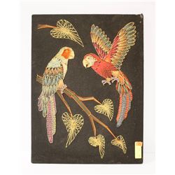 ORIGINAL NEEDLE WORK PARROT PICTURE. 18 X 24