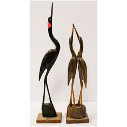 PAIR OF CARVED BIRD STATUES