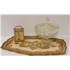 Image 1 : DECORATIVE TRAY WITH VINTAGE MINI MANTLE CLOCK