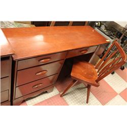 1950S MID CENTURY DESK SOLID WOOD 55 X 18 X 30
