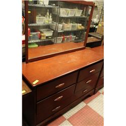 1950S MID CENTURY DRESSER WITH MIRROR SOLID WOOD
