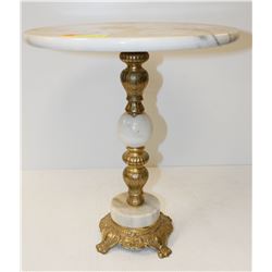 ANTIQUE MARBLE TOP AND BASE PLANT STAND SIDE