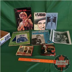 Tray Lot: Ernest Tubb Collection (Biography, Photograph, Autographs, CD's, Music Books, etc) (See Pi