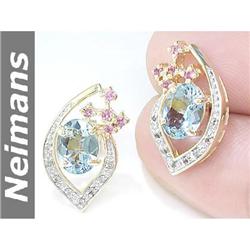 Antique 2.50 ct Multi Sapphire & Ruby Pendant 14kt Gold