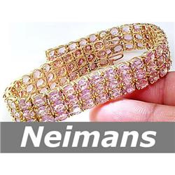 Certified 21.25 ct Sapphire & Diamond Bracelet 14k Gold