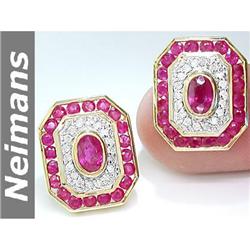 Certified 5.25 ct Ruby & Diamond Stud Earrings 14K Gold