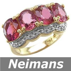 Vintage 6.25 ct Pink Tourmaline & VS Diamond Ring 14kt