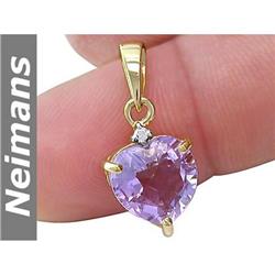 Gem 2.25 ct Amethyst & Diamond Pendant 14k Gold