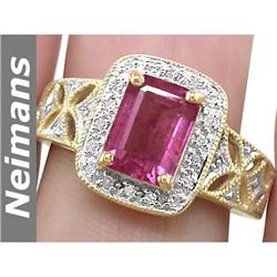 Certified 1.00 ct Green Sapphire & VS Diamond Ring 14kt