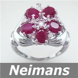Antique 2.75 ct Burma Red Ruby & VS Diamond Ring 14kt
