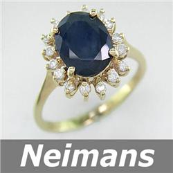 Certified 3.50 ct Sapphire & VS Diamond Ring 14kt Gold