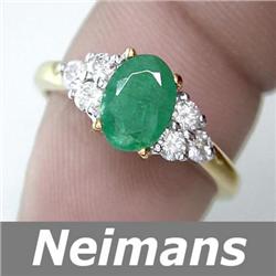 Art Deco 4.00 ct Emerald & VS Diamond Ring 14kt Cert