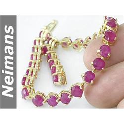 Gem 18.25 ct Certified Ruby Bracelet 14kt Gold