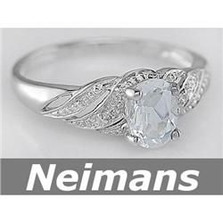 Antique 7.00 ct Certified Blue Topaz & VS Diamond Ring