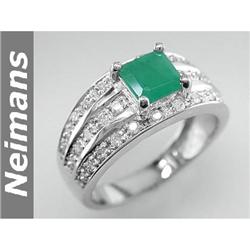 Vintage 1.50 ct Certified Emerald & VS Diamond Ring 14k