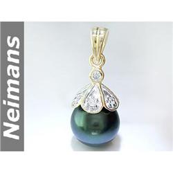 1.00 ct Green Amethyst & Diamond Pendant 14kt