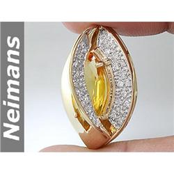 Antique 1.25 ct Orange Sapphire & Diamond Ring 14k Gold