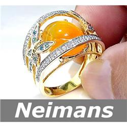 2.25 ct Green Sapphire & Diamond Ring 14kt Gold