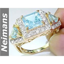 Vintage 1.75 ct Green Sapphire & Diamond Ring 14kt Gold