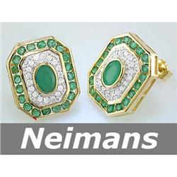 Antique 1.50 ct Emerald & Diamond Ring 14kt Gold CERT