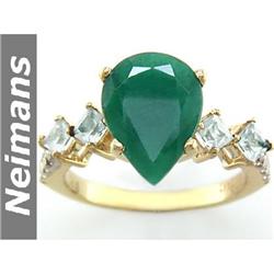 Certified 7.25ct Emerald, White Sapphire & Diamond Ring