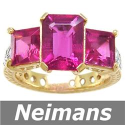 Certified 5.50 ct Pink Tourmaline & VS Diamond Ring 14k