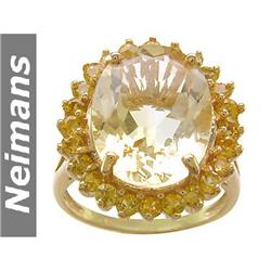 Antique Gem 11.25 ct Citrine & Yellow Sapphire Ring 14k