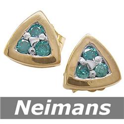 Certified .25 ct Blue Diamond Stud Earrings 14kt Gold