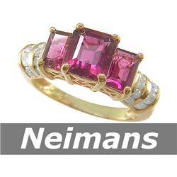 Vintage 5.50 ct Pink Tourmaline & Diamond Ring 14k Gold