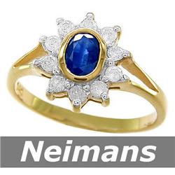 Gem Certified 1.00 ct Sapphire & Diamond Ring 14kt Gold