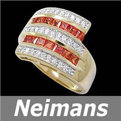 Certified 1.50 ct Orange Sapphire & Diamond Ring 14kt