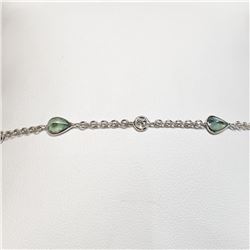 14K White Gold Alexandrite(1.9ct) Diamond(0.35ct) Four Round Diamonds Clarity (Si-2-I-1), Bracelet, 