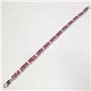 Image 1 : Silver Ruby(6ct) 120 Round Mix Cut Ruby Bracelet (~length 7"inches) (~weight 17.3g), Suggested Retai